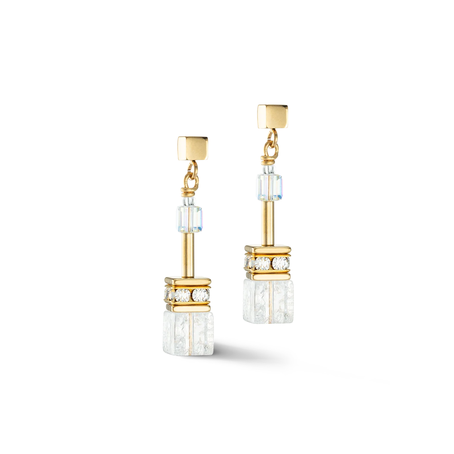 Orecchini da donna COEUR DE LION GeoCUBE Iconic Nature oro-bianco