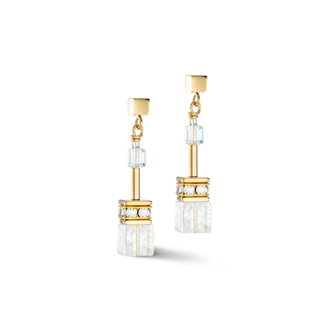 Orecchini da donna COEUR DE LION GeoCUBE Iconic Nature oro-bianco