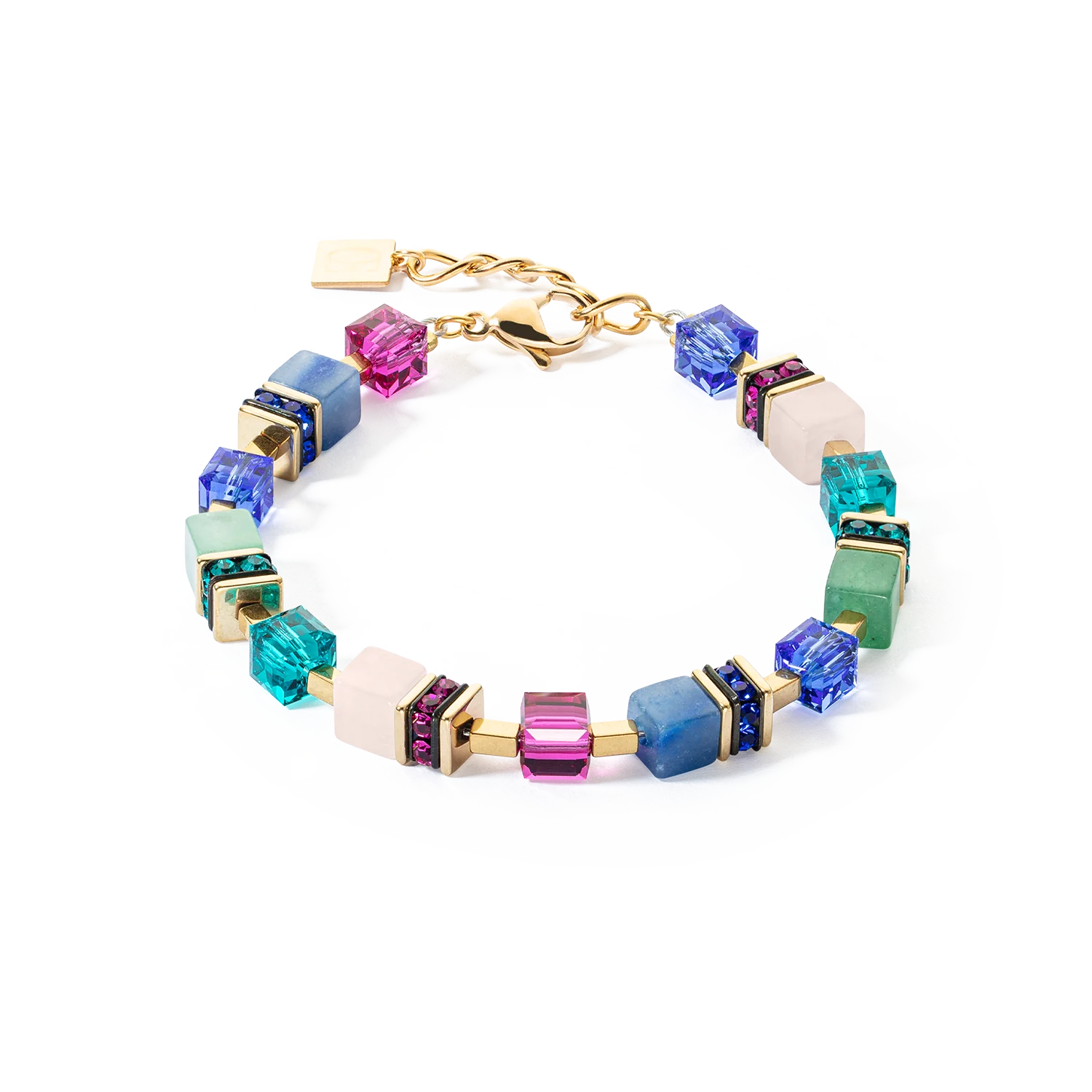 Bracciale da donna Coeur de Lion GeoCUBE Precious Statement oro-multicolore