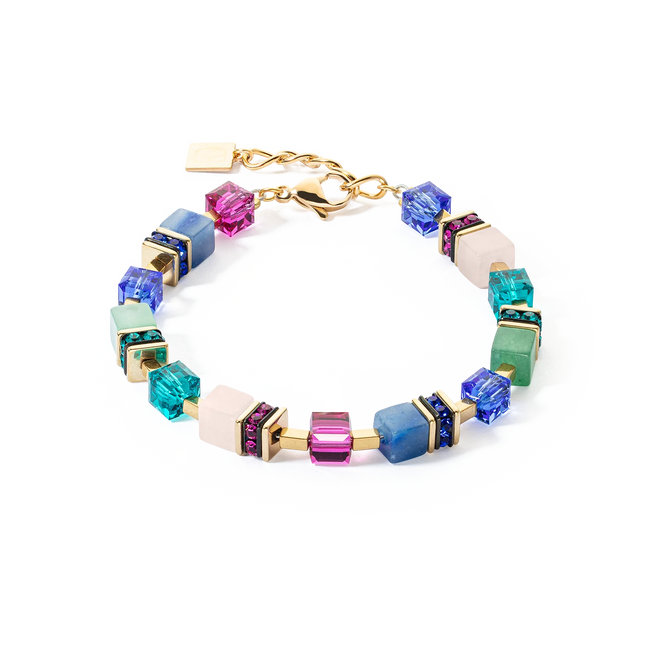 Bracciale da donna Coeur de Lion GeoCUBE Precious Statement oro-multicolore