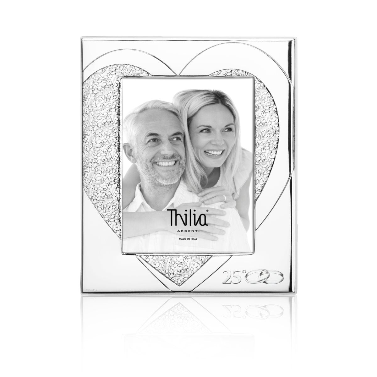Cornice per 25° anniversario con cuore arabescato Camilletti