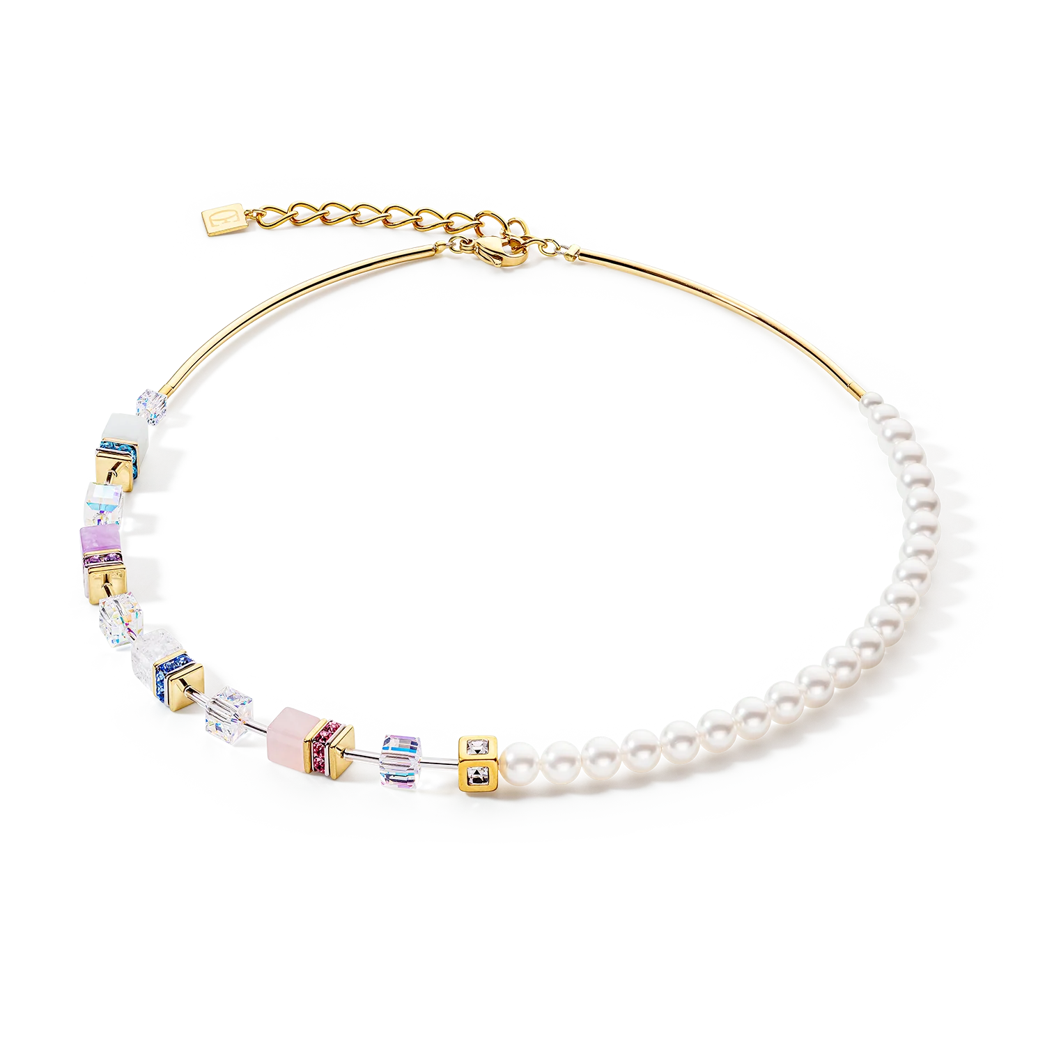 Collana da donna Coeur de Lion GeoCUBE® Precious Fusion Pearls multicolor pastello