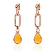 Orecchini pendenti con cristallo ambra