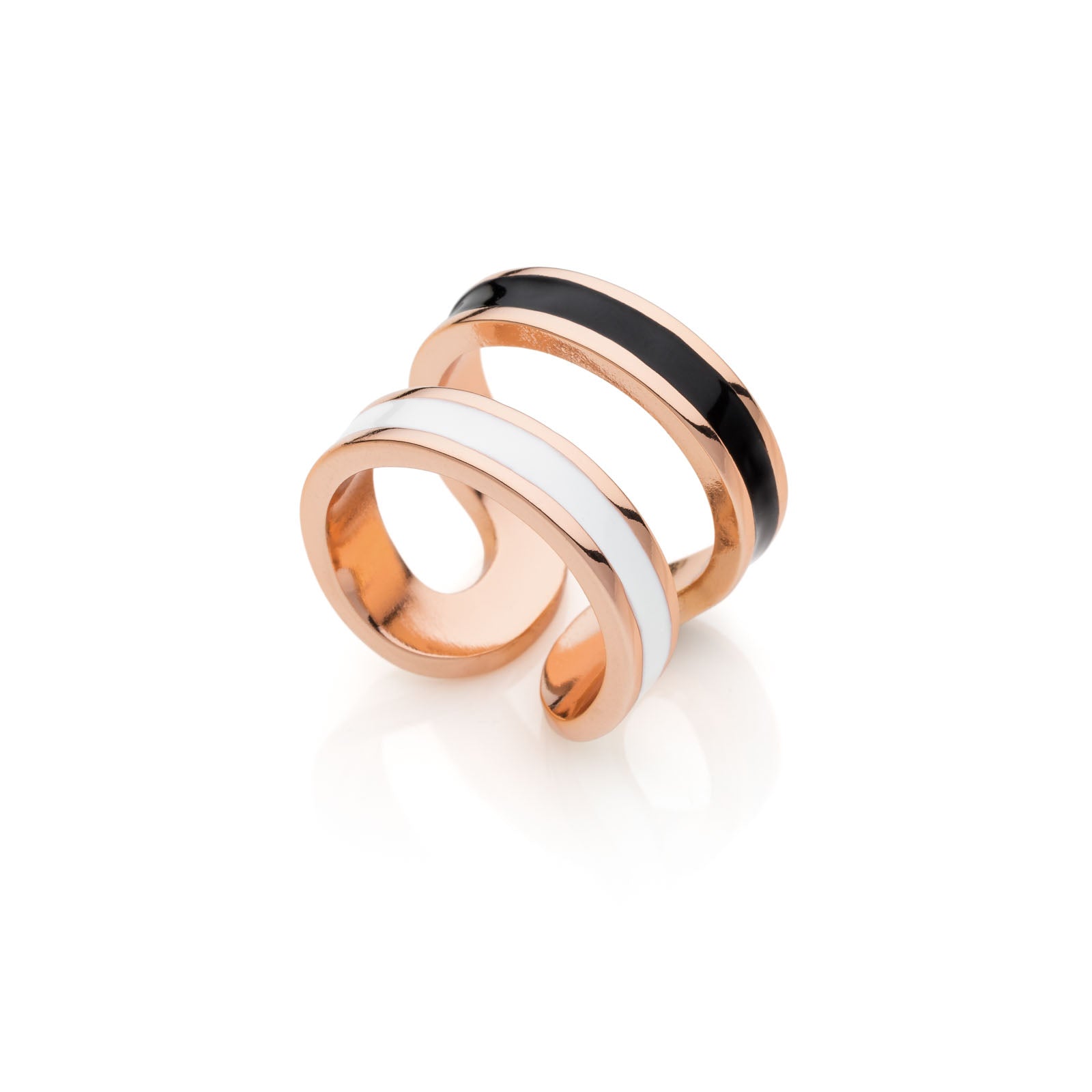 Anello da donna Unoaerre rosa smalto bianco e nero