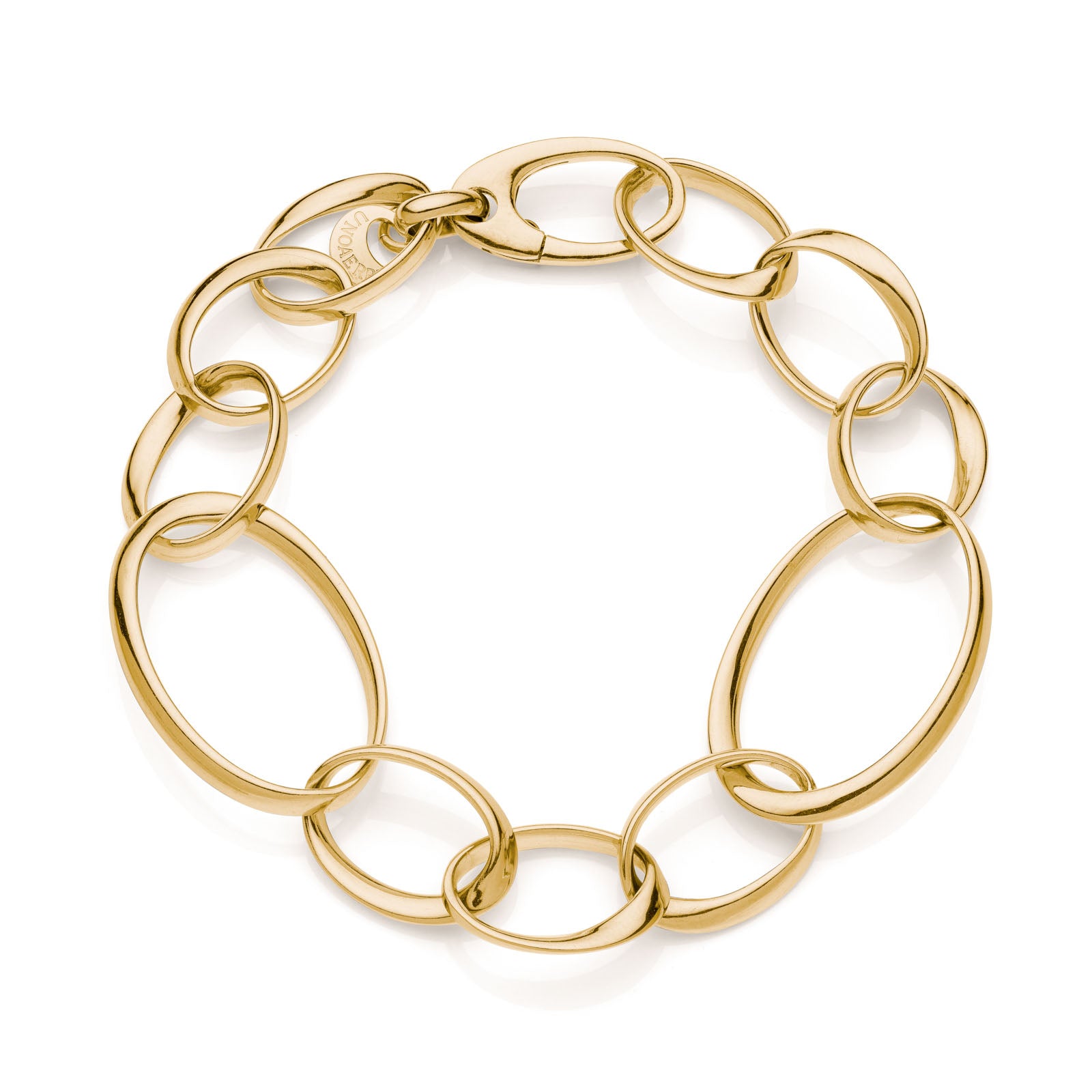 Bracciale in argento dorato con maglie ovali