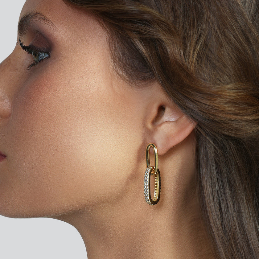 Orecchini catena con zirconi da donna Unoaerre