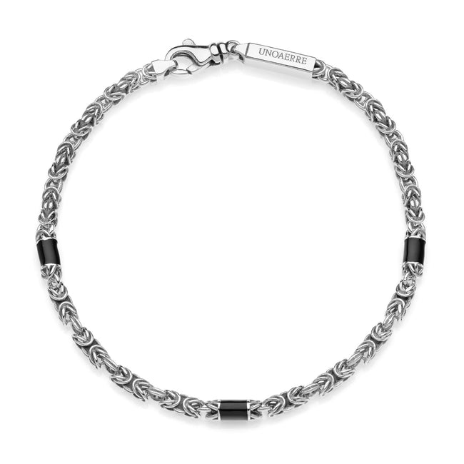 Bracciale da uomo Unoaerre in argento e smalto nero