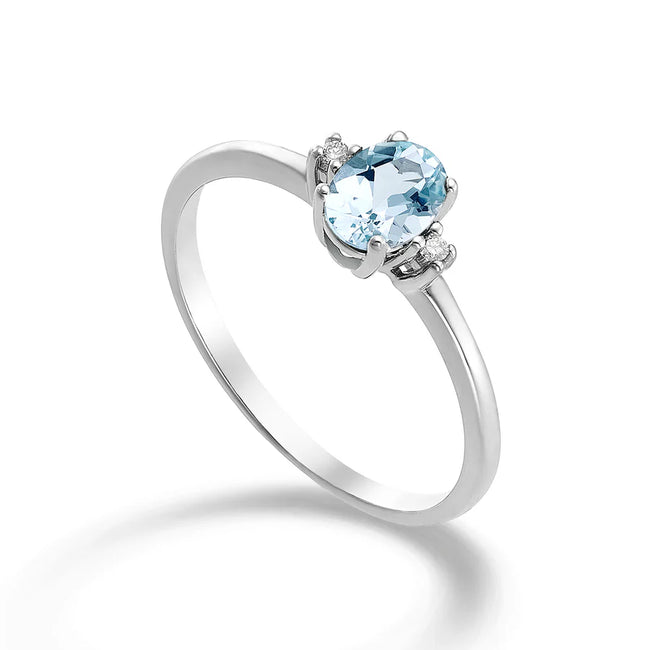 Anello da donna Mikiko in Oro 18kt e acquamarina ovale