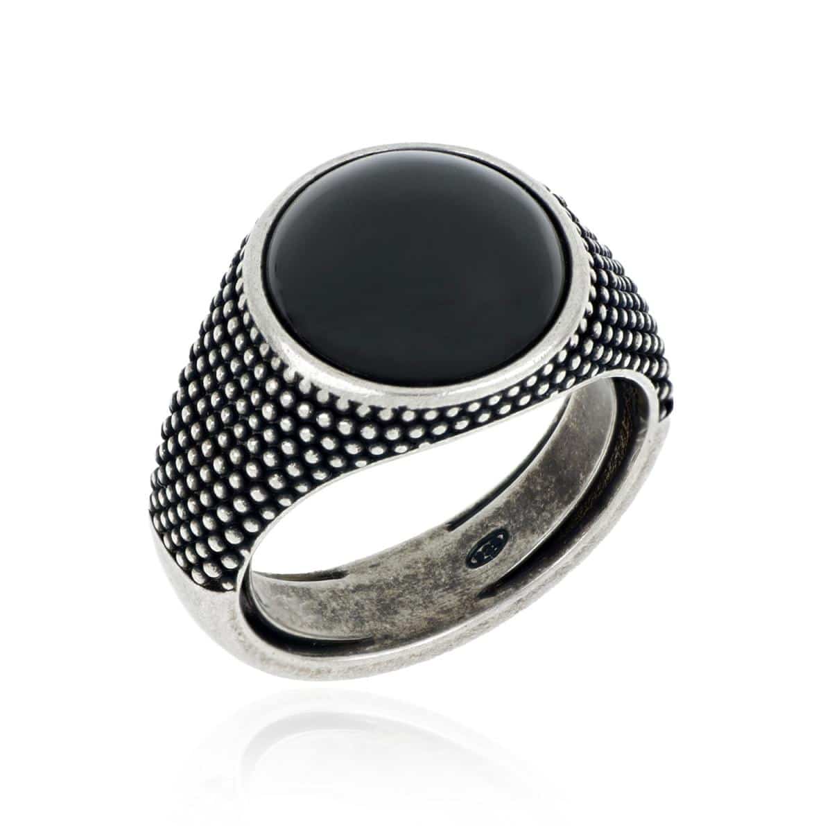 Anello da uomo in argento 925 brunito con Pietra