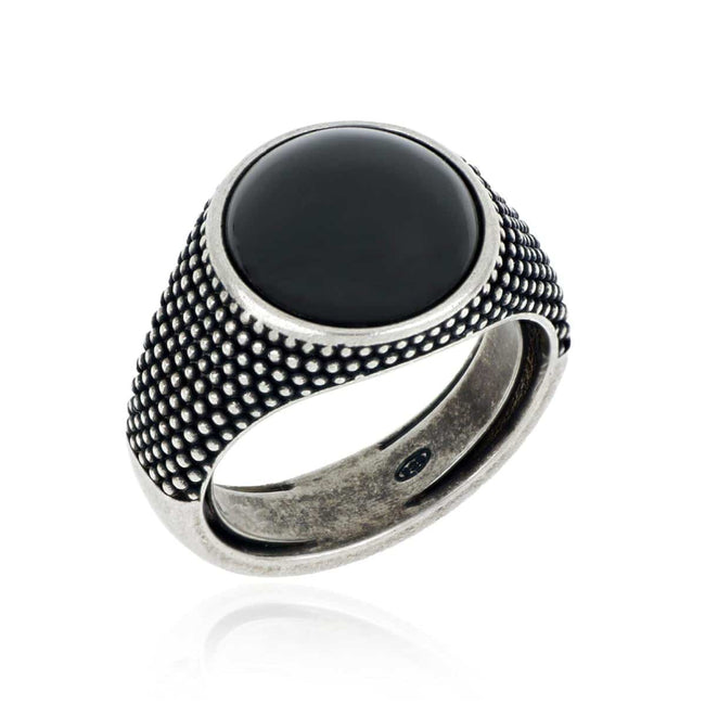 Anello da uomo in argento 925 brunito con Pietra