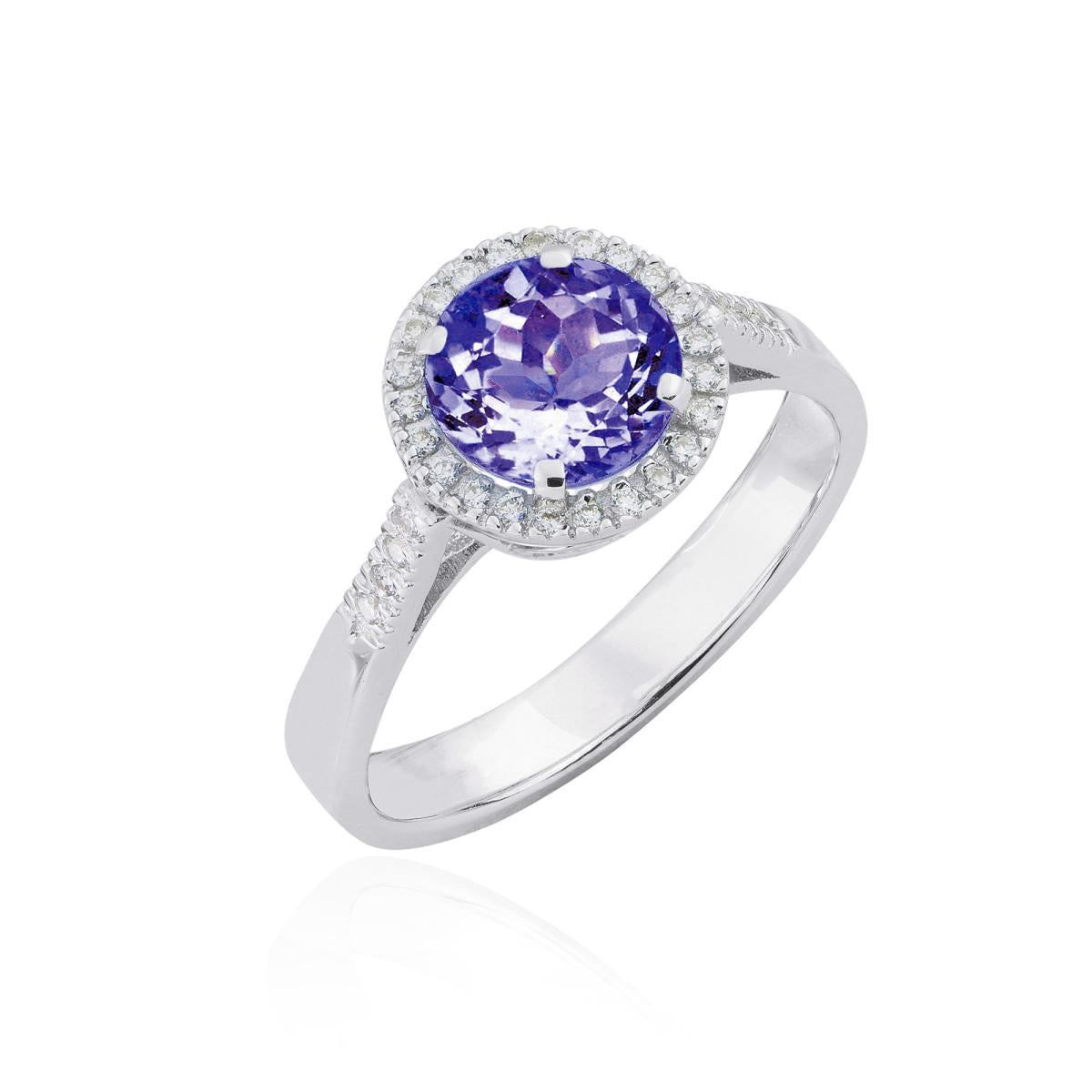 Anello da donna Artlinea in oro bianco 18kt con diamanti e tanzanite