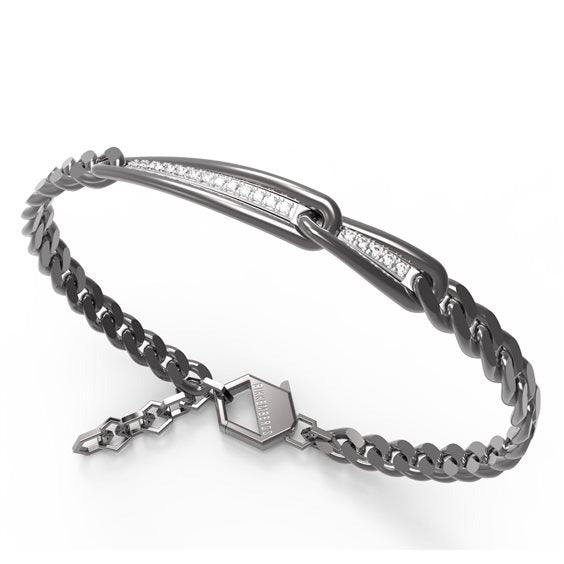 Bracciale in acciaio da uomo con diamanti Bikkembergs PERB26WB