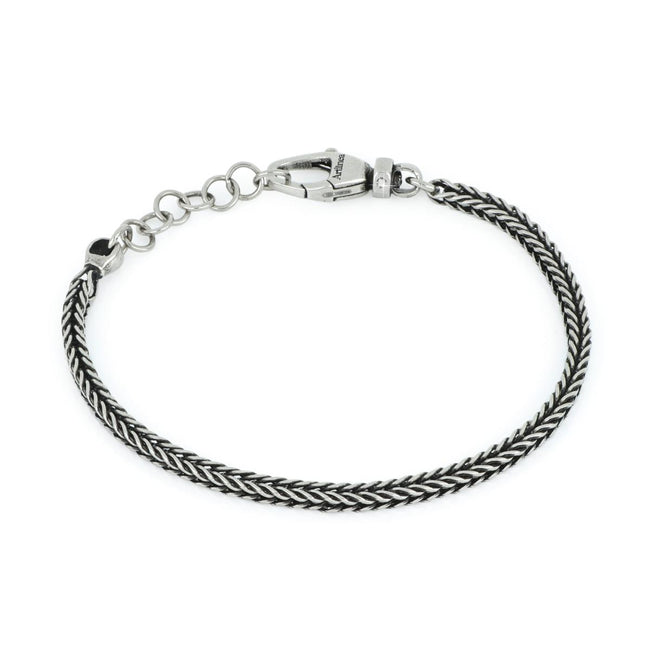 Bracciale da uomo Artlinea catena coda di volpe grande in argento brunito palladio e oro nero e diamante