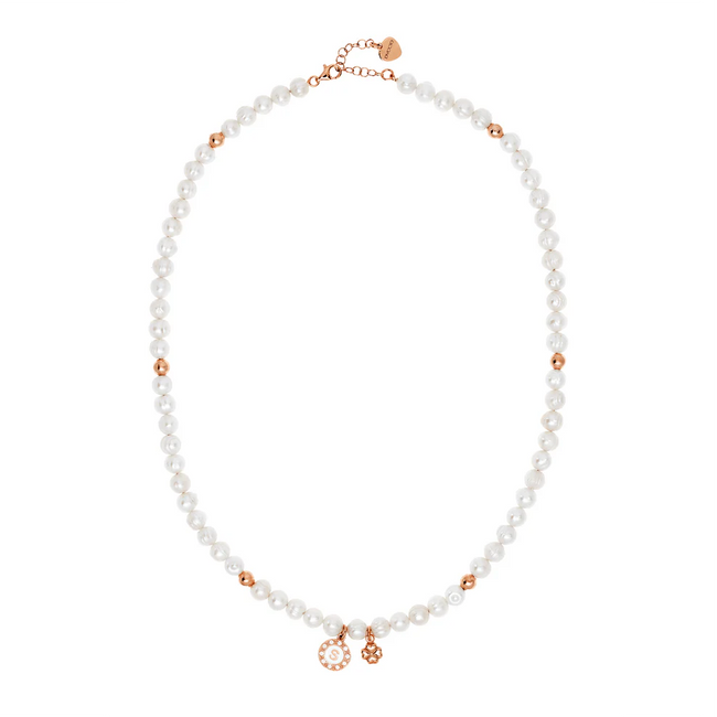 Collana Nomination da donna di Perle in Argento 925 con Placcatura in Oro Rosa 24KT