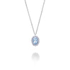 Collana in Oro 18kt acquamarina ovale 6x4 ct.0,30 Diamanti