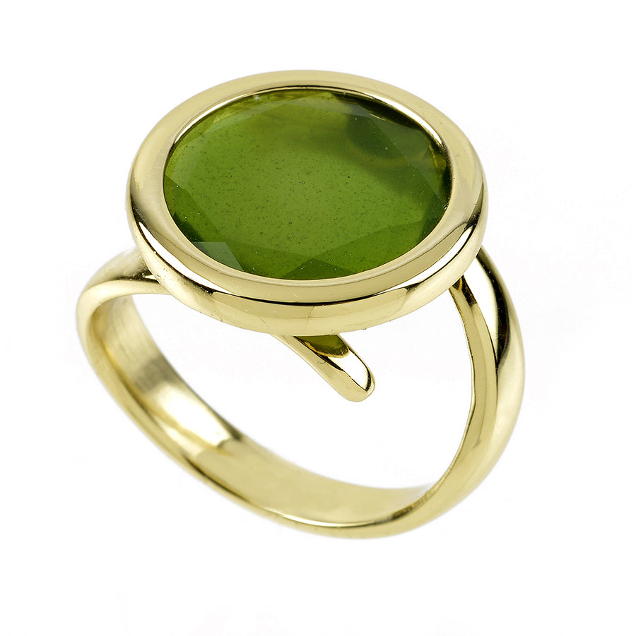 Anello da donna Aquaforte Caramelle con pasta vitrea verde milky tonda