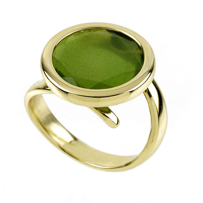 Anello da donna Aquaforte Caramelle con pasta vitrea verde milky tonda