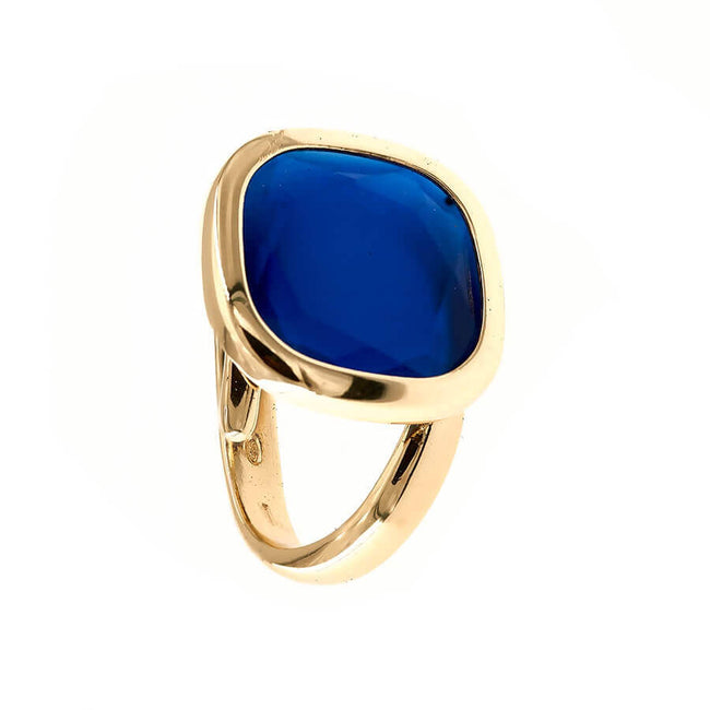 Anello da donna Aquaforte Caramelle Reverse con pasta vitrea blu satinato taglio antico