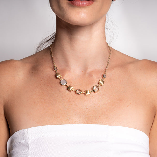 Collana Acquaforte da donna Aquacaramelle con paste vitree verdi taglio antico