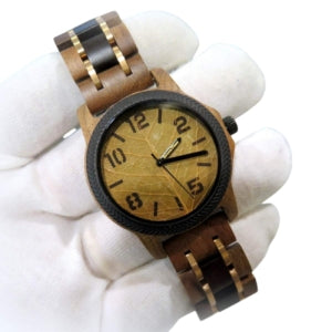 Orologio da uomo Green Time in legno e foglia di Quercus Glauca