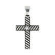 Pendente a croce in argento brunito palladio e oro nero con diamante Artlinea