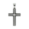 Pendente a croce in argento brunito palladio e oro nero con diamante Artlinea