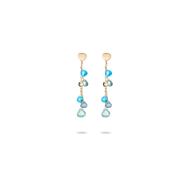 Orecchini da donna Dvccio Capri Argento 925 Oro 24 kt con cristalli naturali azzurri