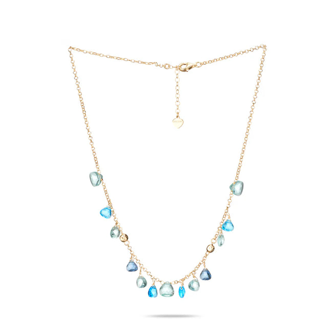 Collana da donna Dvccio Capri in Argento 925 Oro 24 kt con Cristalli Topazio Azzurro