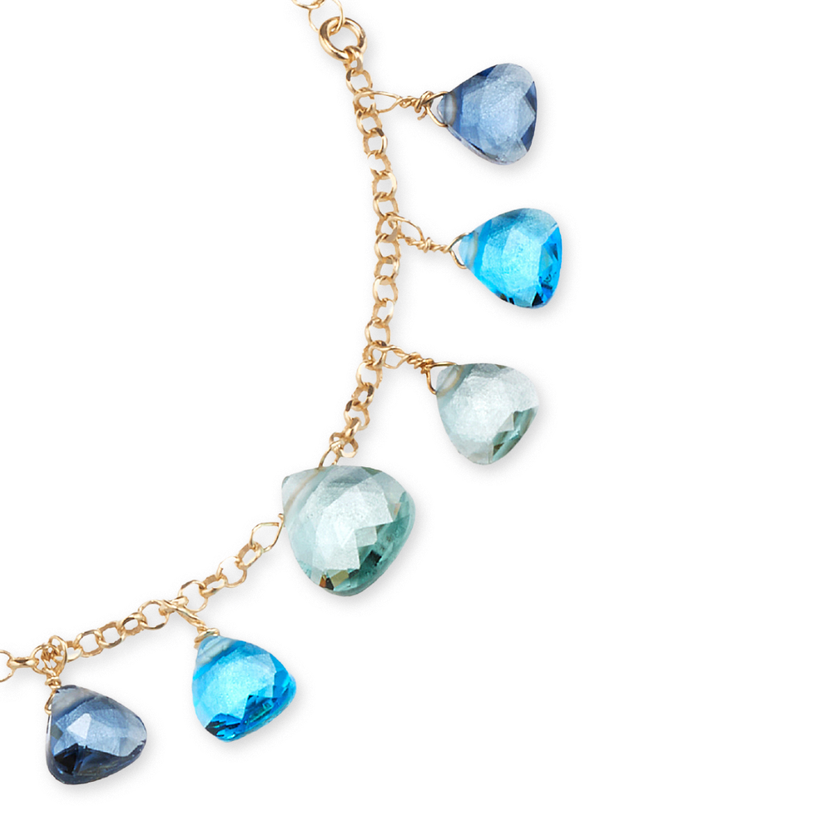 Bracciale Dvuccio da donna Capri in Argento 925 Oro 24kt con Cristalli azzurri a goccia