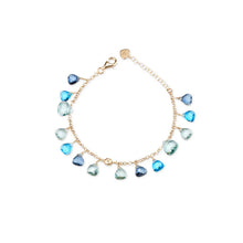 Bracciale Dvuccio da donna Capri in Argento 925 Oro 24kt con Cristalli azzurri a goccia