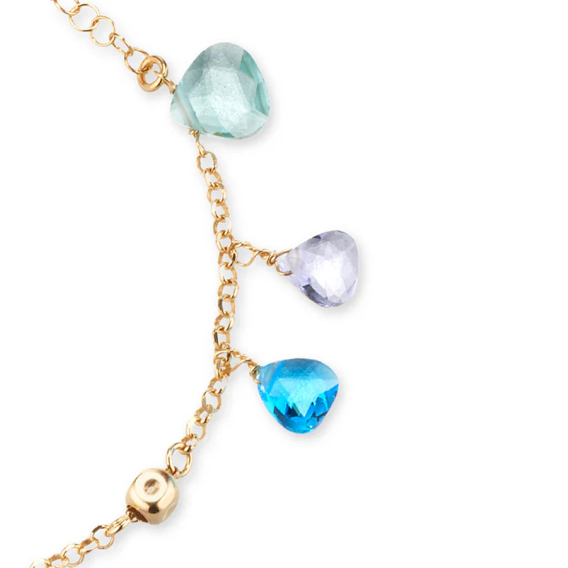 Bracciale da donna Dvccio Positano in Argento 925 laminato oro 24kt, con cristalli naturali a goccia taglio diamante