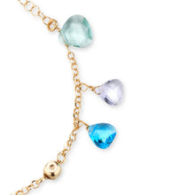 Bracciale da donna Dvccio Positano in Argento 925 laminato oro 24kt, con cristalli naturali a goccia taglio diamante