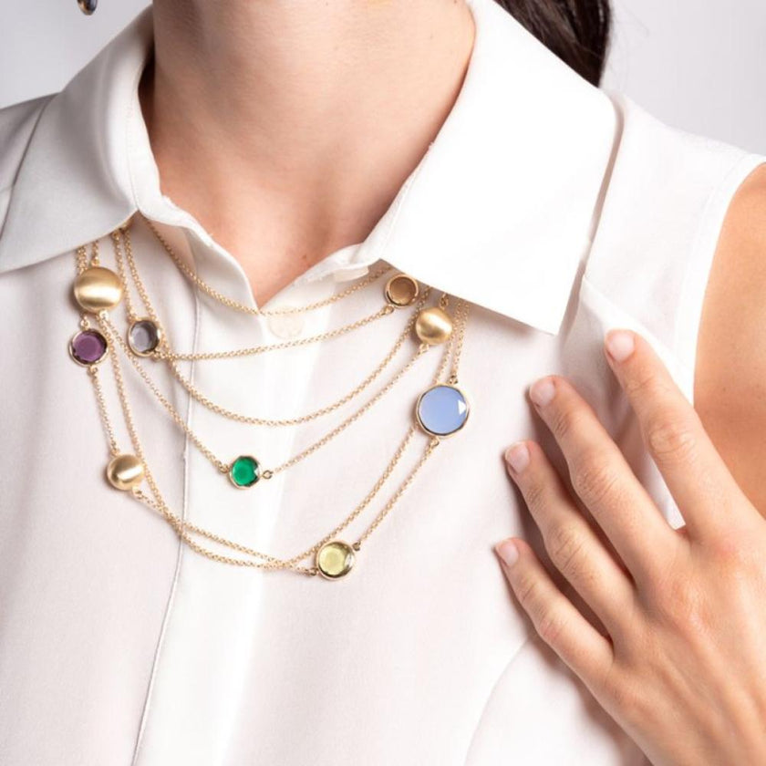 Collana da donna Aquaforte gioiello Caramelle con sei file di paste vitree multicolore