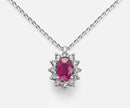 Collana in Oro 18kt e varietà rubino ovale 6x4 e Diamanti ct.0,40