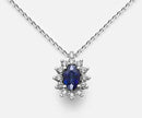 Collana in Oro 18kt e zaffiro ovale 6x4 e Diamanti ct.0,40