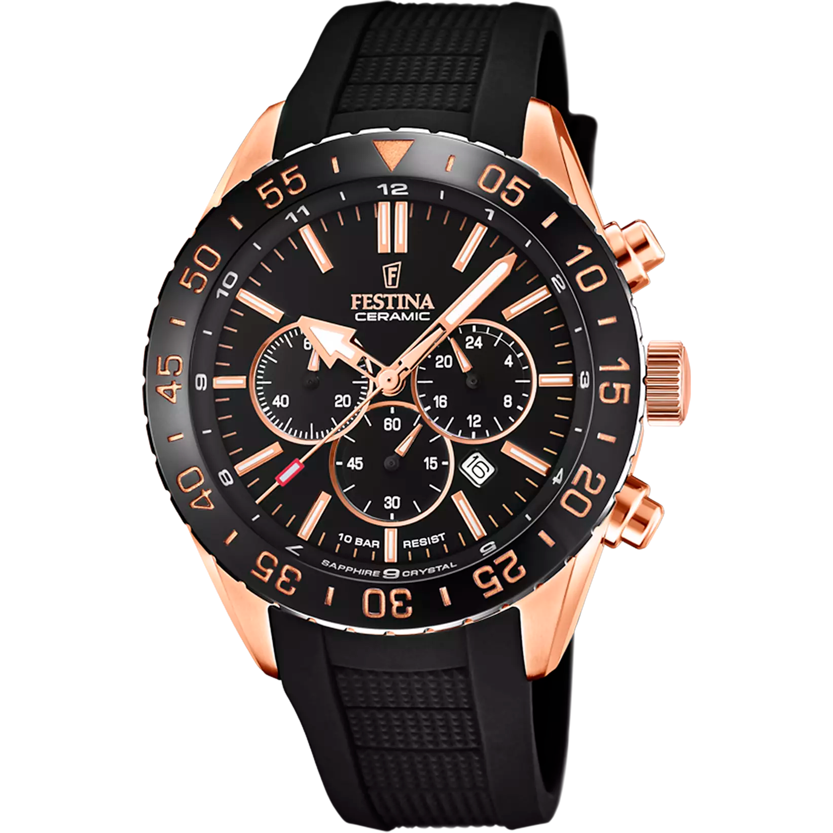 Orologio da uomo Festina Ceramic F20516/2 nero con cinturino in gomma