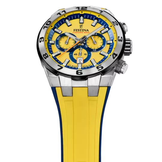 Orologio da uomo Festina Chrono Bike giallo con cinturino in gomma