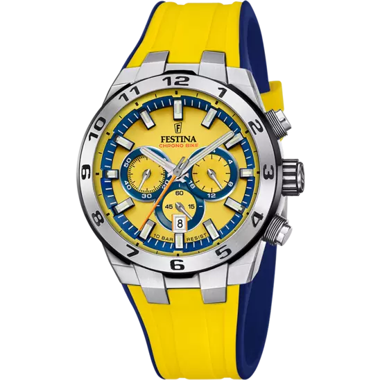 Orologio da uomo Festina Chrono Bike giallo con cinturino in gomma