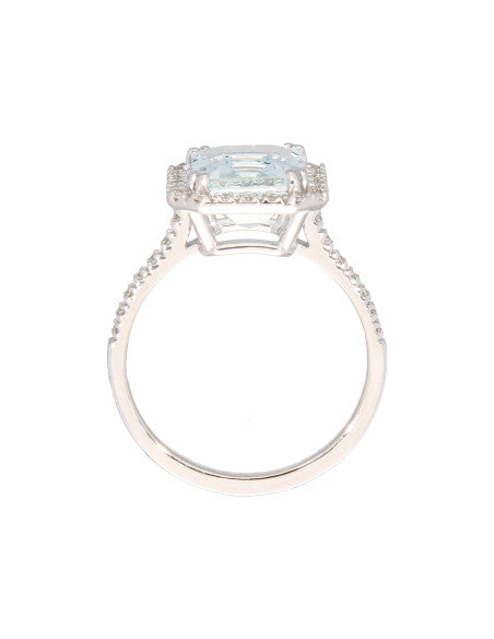 Anello Golay da donna con diamanti e acquamarina, taglio ottagonale