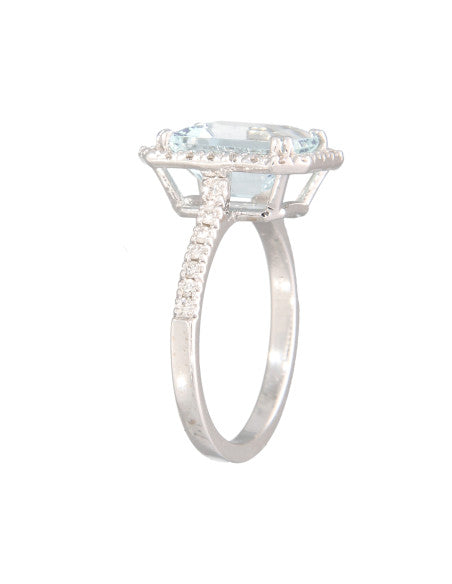 Anello Golay da donna con diamanti e acquamarina, taglio ottagonale