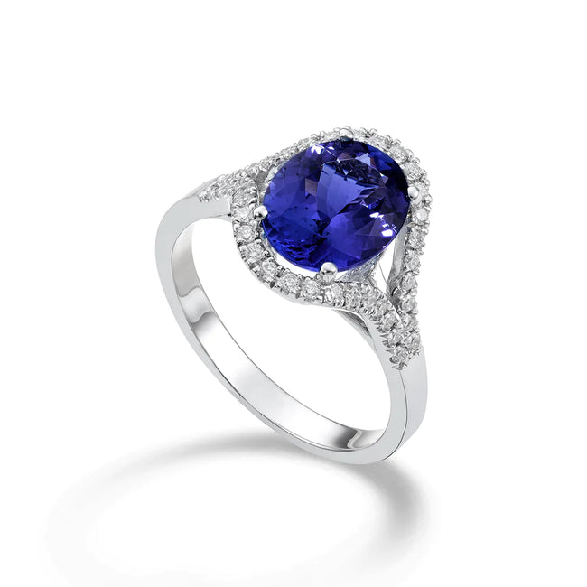 Anello Diamanti e Tanzanite Ovale