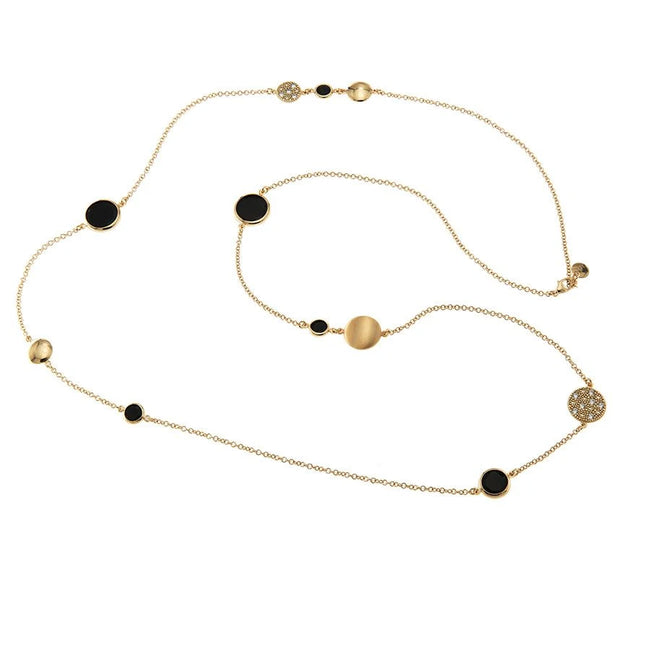 Collana da donna Aquaforte Tonde Reverse con pavé di zirconi e paste vitree nere. Cm.108
