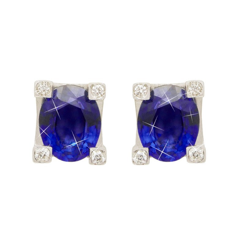 Orecchini Donna Oro 18kt Diamanti Zaffiri Mario Porzio