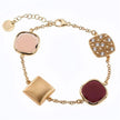 Bracciale da donna Aquaforte Caramelle Reverse con saponetta quadrata, paste vitree cognac trasparente, brandy milky e pavè grande